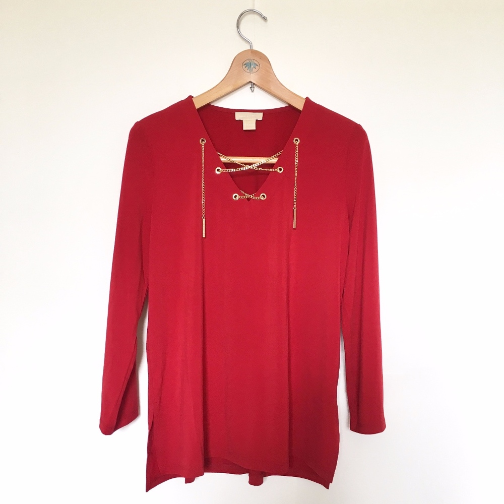 Michael Kors Beauty Long Sleeve Chain Top NWOT XS